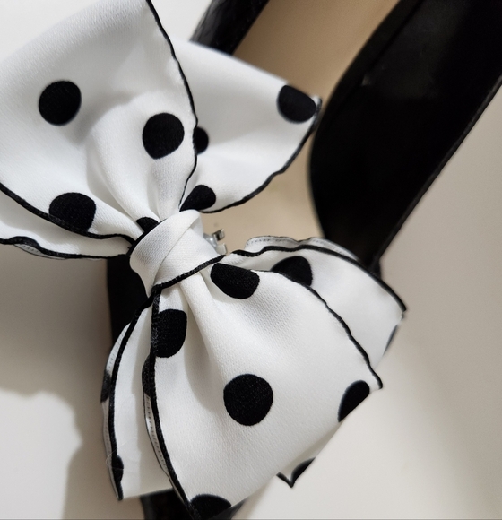 Shoe Clips Black and White Polka Dot Shoe Bows - Picture 2 of 7